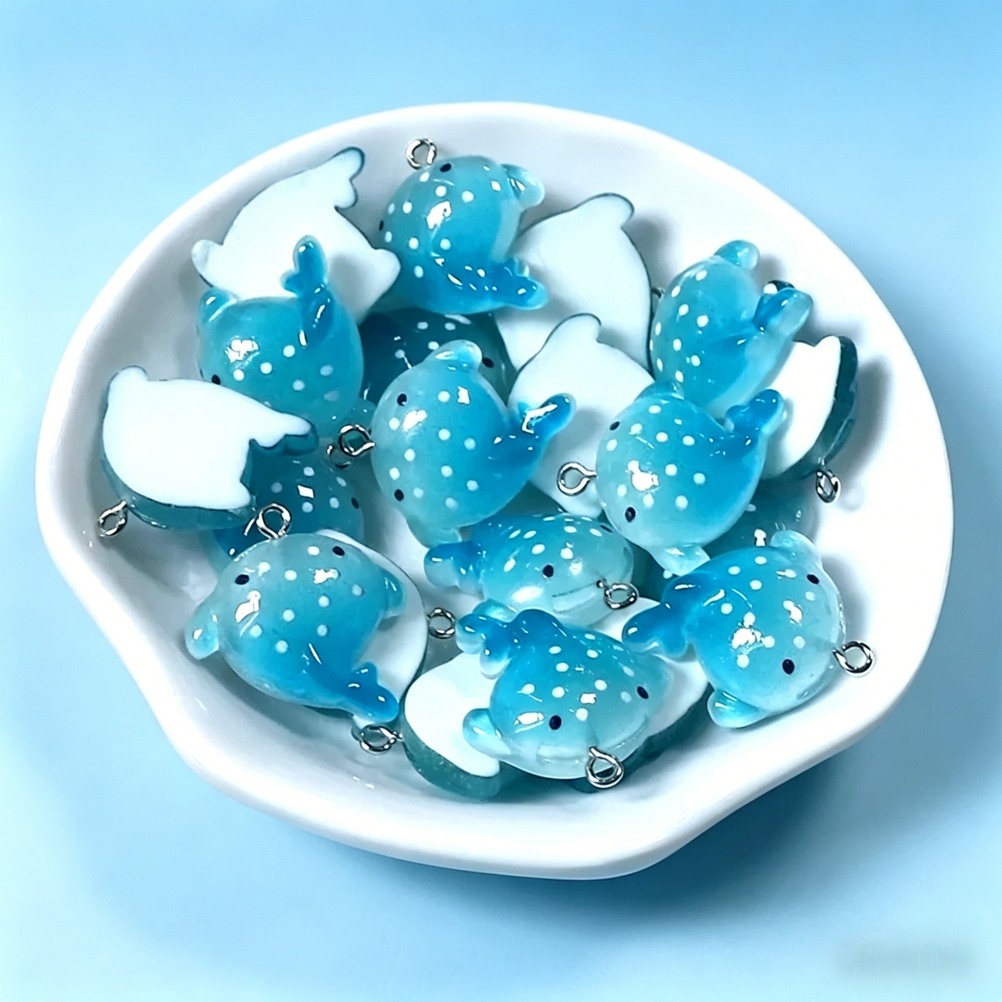 10pcs Blue Whale Shark Resin Pendants Cute Sea Animal Charms for Earring Necklace Jewelry Making