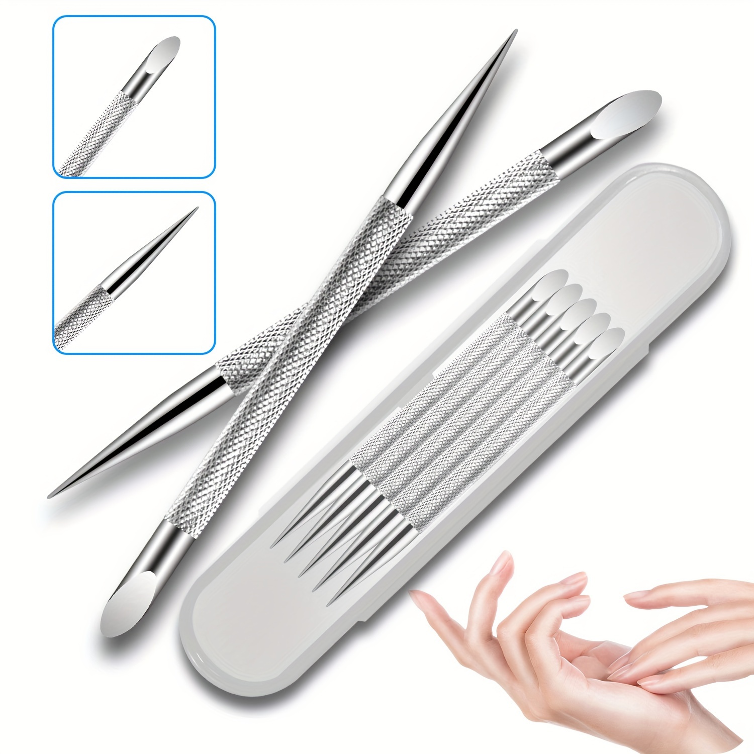 1/5pcs Professional Cuticle Pusher - Double-Ended Stainless Steel Tool for Gentle Cuticle Removal, Best Gift, DUANGDUANGBIU