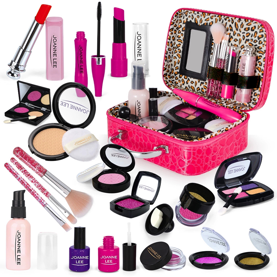 Pretend Makeup Kit for Girls, Pretend Play Makeup Set for Kids - with Birthday Makeup Bag, Toy Makeup Set for Toddlers