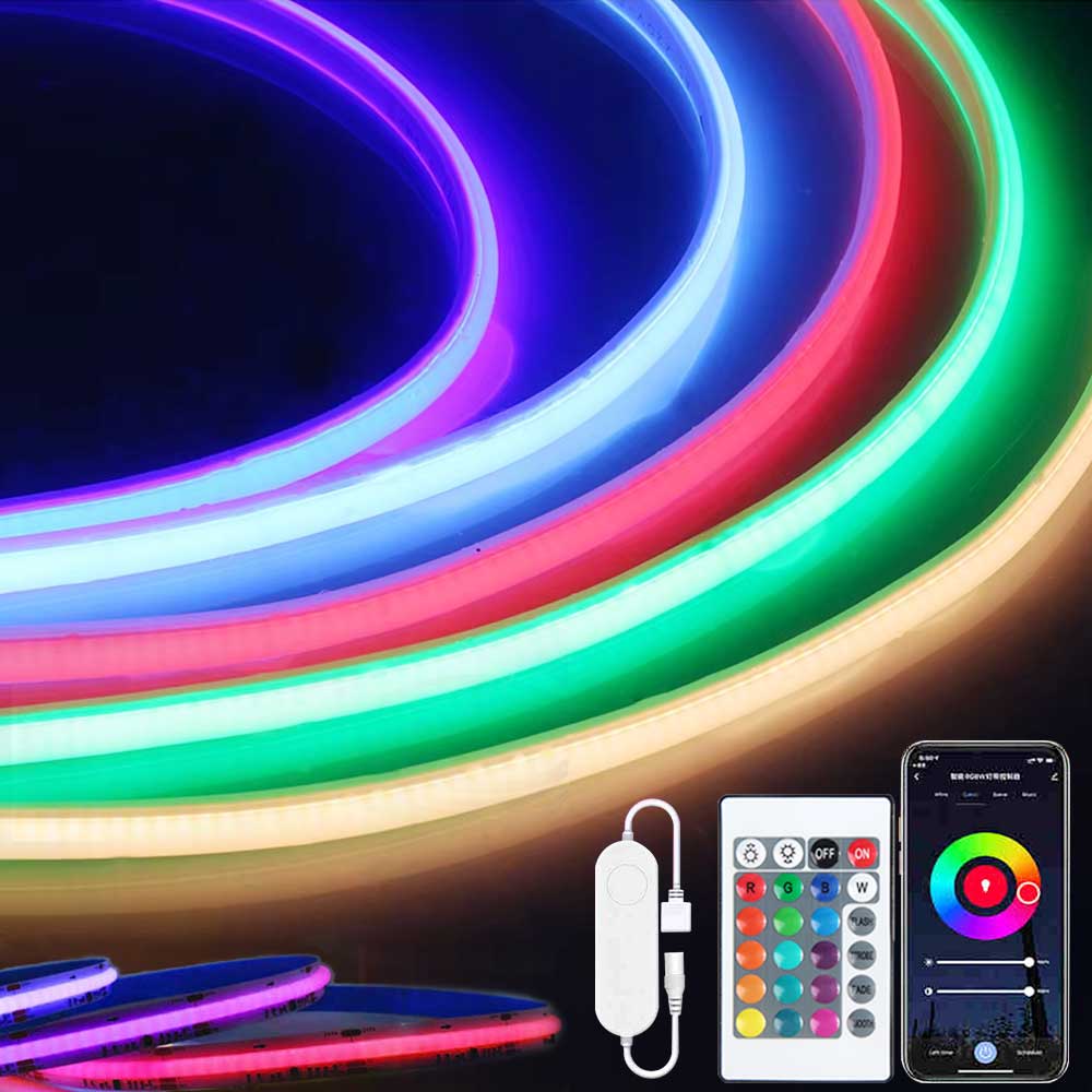 Tuya COB LED Strip Light WIFI RGBIC Smart Tape Addressable Flexible RGBIC LED Light 5V APP Control Support Alexa Home