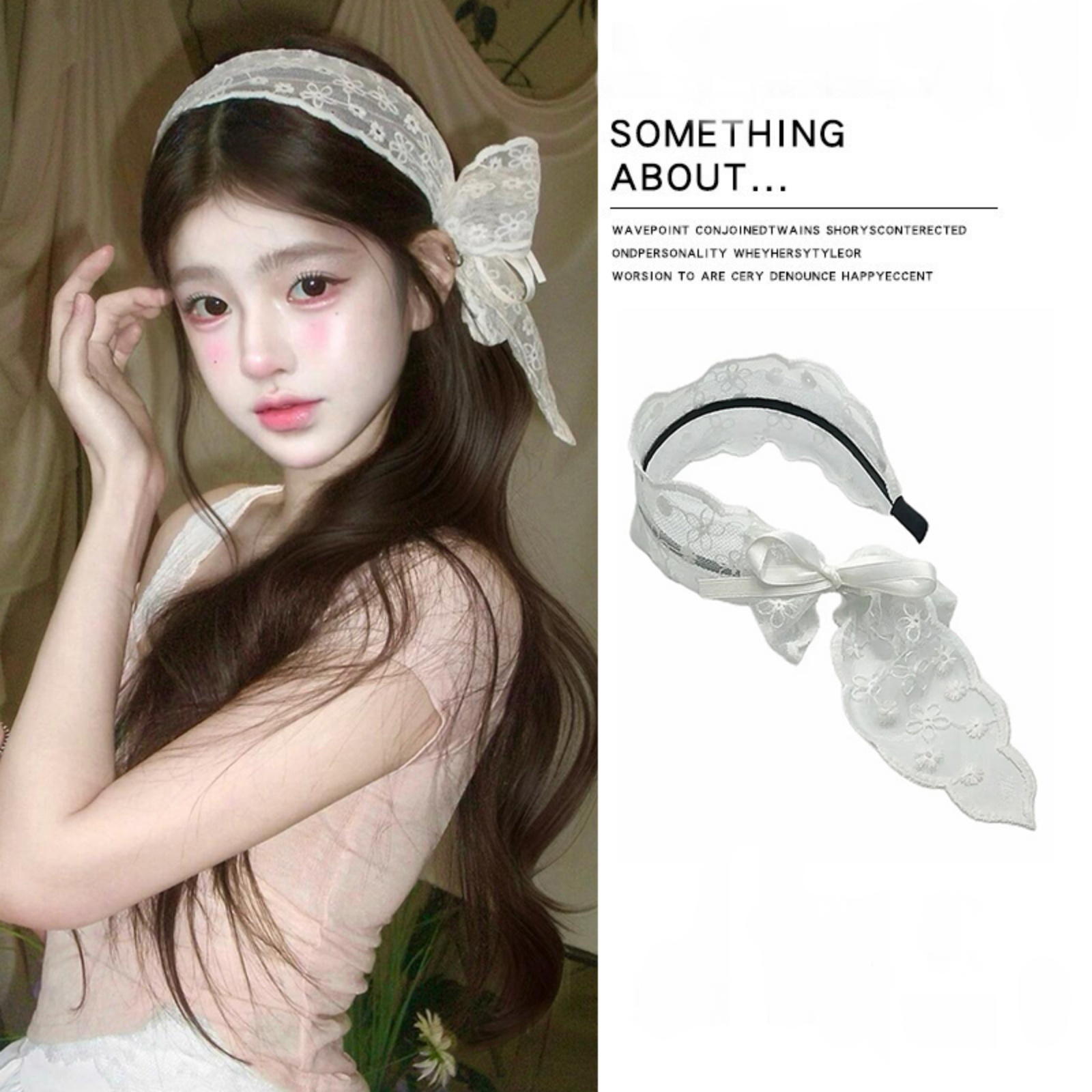 1PC Lace Bow Headbands Set, Black and White Elegant Hair Hoops, Sweet Hair Accessories for Women and Girls
