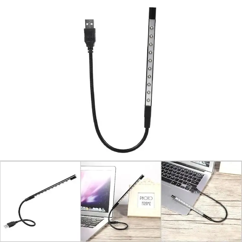 4/10 PCS Mini USB LED Reading Light Portable Bendable Eye Protection Night Lamp for Power Bank Laptop PC Notebook Book