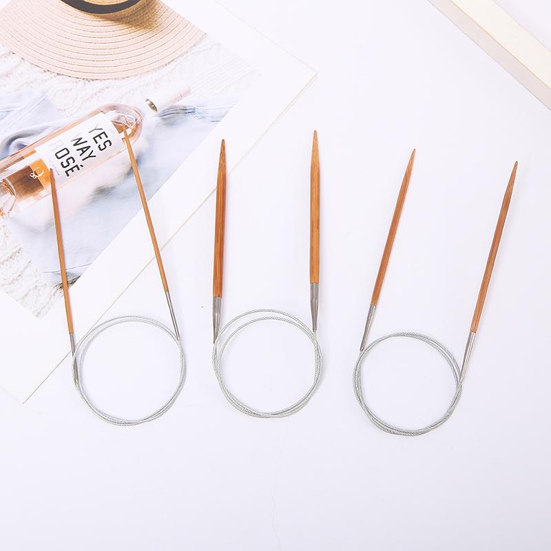 3.0-10mm Natural Bamboo Circular Knitting Needles Stainless Steel Tube Hoop Knitting Needles DIY Hand Sewing Tools Supplies
