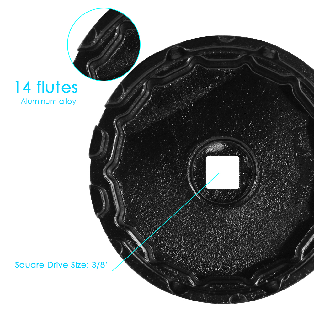 Oil Filter Cap Wrench 14 Flute 64.5mm Oil Filter Cap Removal Wrench Aluminum Alloy Practical Tool for Toyota for Lexus Rav4