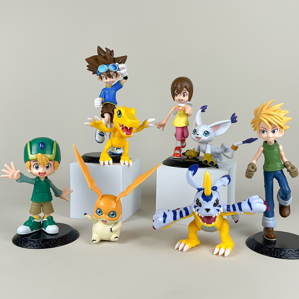 8pcs Anime Digimon Adventure Action Figures Set Yagami Taichi Ishida Yamato Hikari Takaishi Takeru PVC Model Decorations Toys
