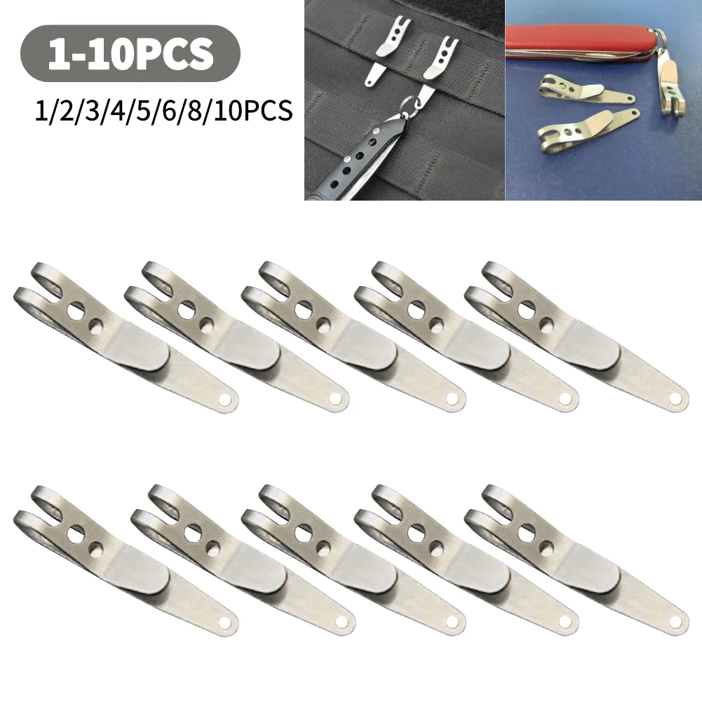 1-10PCS Metal Key Buckles Stainless Steel Mini Silver Portable Pocket Clips Bag Waist Belt Hanging Clip Carabiner Outdoor Tool