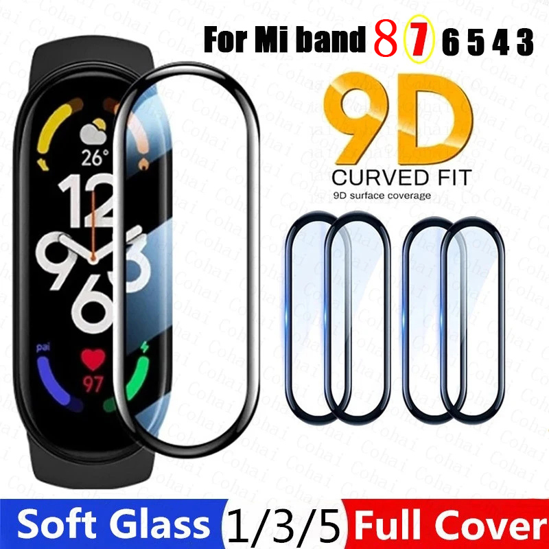 10D Film Glass for Mi Band 8 7 6 Screen Protector Miband 6 5 4 Smart Watchband Full Protective Cover Case Strap Bracelet