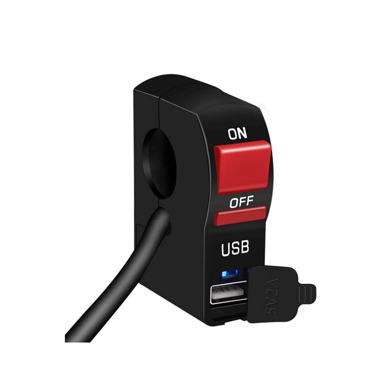 LED Fog Lights Switch with USB Charging for Bikes Fast Charging, Heavy clamp and Strong ABS Plastic. (USB Switch)