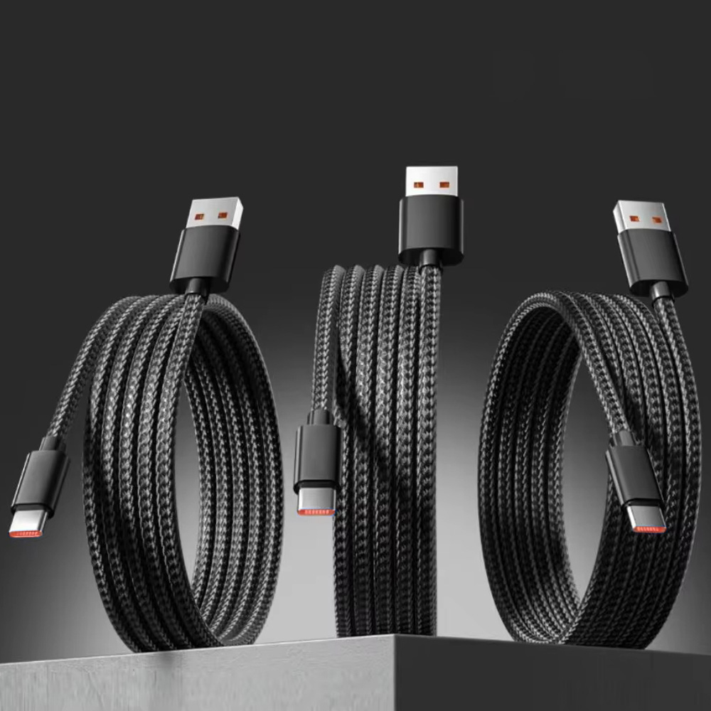 NNBILI 3pcs 120W/66W USB Type C Cable Nylon Braided Fast Charging Cord For Android Phone Charging USBC Line