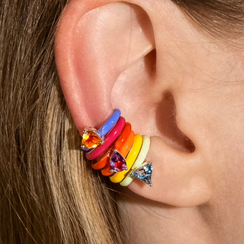6 Pieces/set of Fashionable Rainbow Colored Women's Earrings, Jewelry Suitable for Daily Wear Without Ear Holes