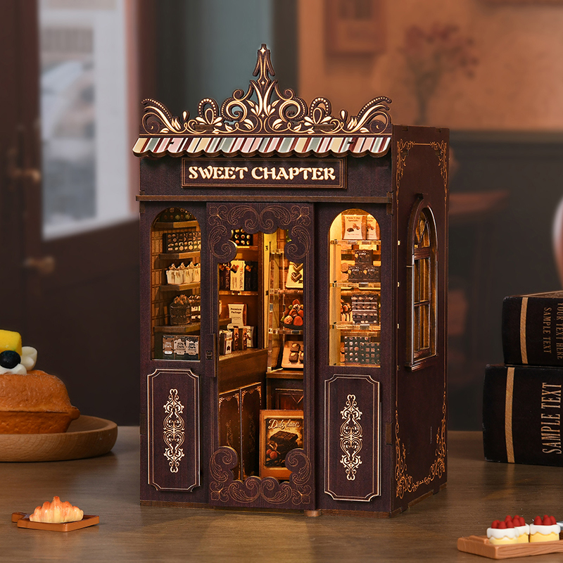 DIY Book Nook Kit Miniature Booknook Wooden Doll House 3D Puzzle Bookshelf Insert For Dollhouses Handmade Toy