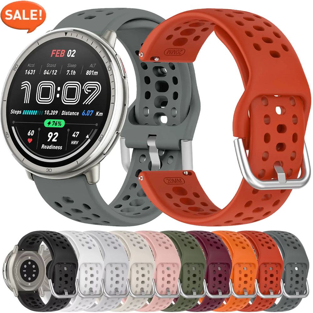 1:1 Official Silicone Strap For Active 2 Original Sports Breathable Bracelet watchband GTS 4/3 Mini Bip 3 Correa
