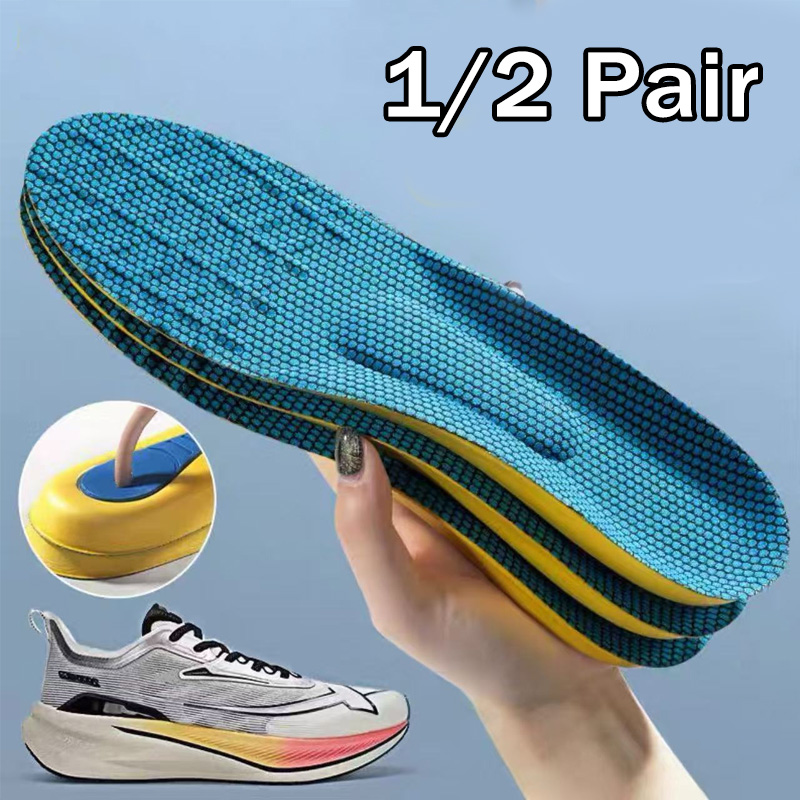 1/2 Pair 4D Sports Insoles Soft Deodorant Shoe Pads Flat Arch Support Full Pads Elastic Massage Insole for Running Soles