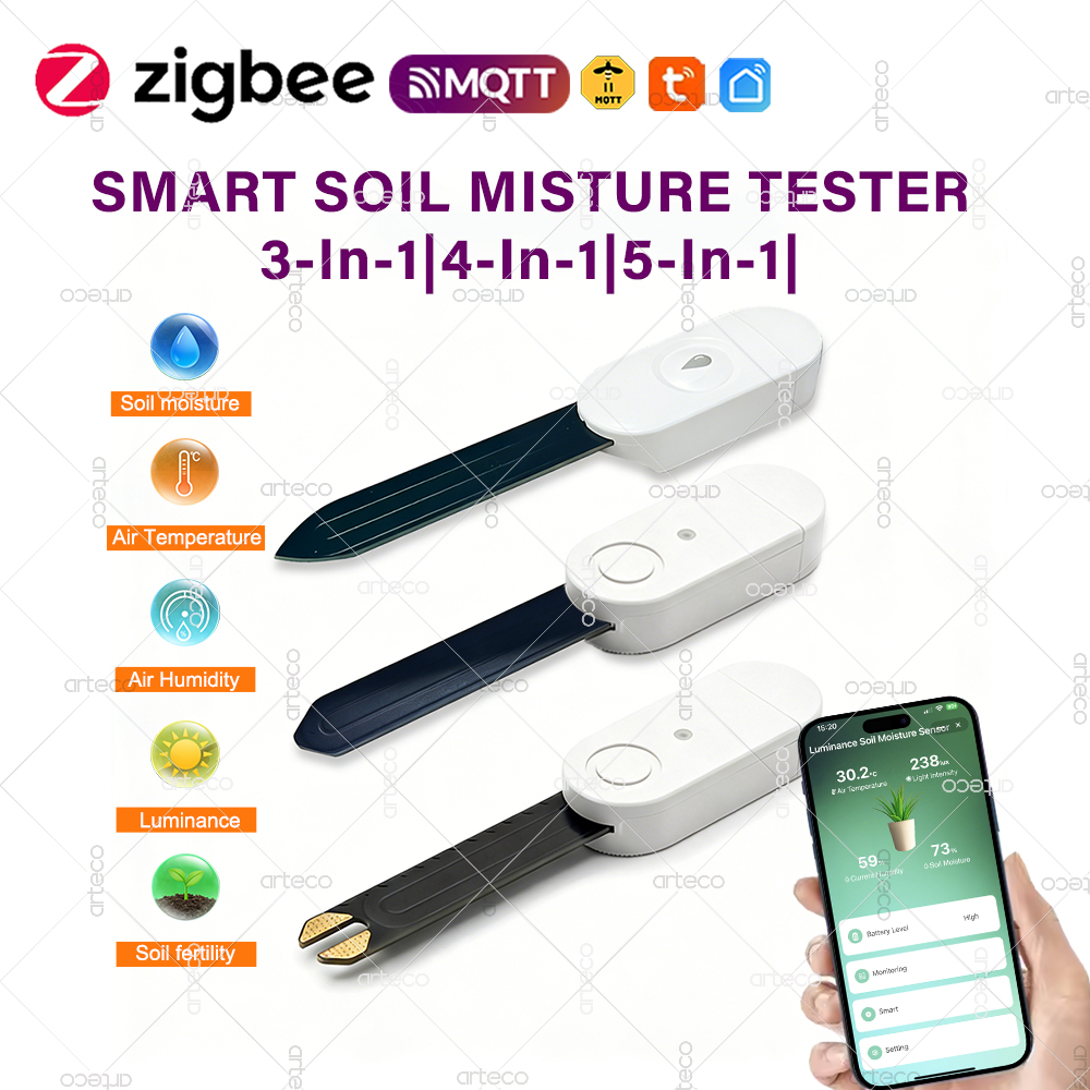 ZigBee Soil Moisture Tester Thermo Hygrometer Luminance Temperature Soil Fertility Detector APP Real Time Monitor For Tuya/2MQTT