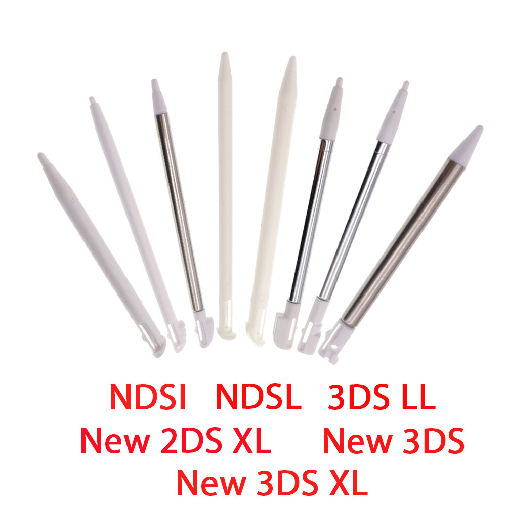 1pcs White Plastic Stylus Touch Screen Metal Telescopic Stylus Pen for 2DS 3DS New 2DS LL XL New 3DS XL LL For NDSL NDSi NDS