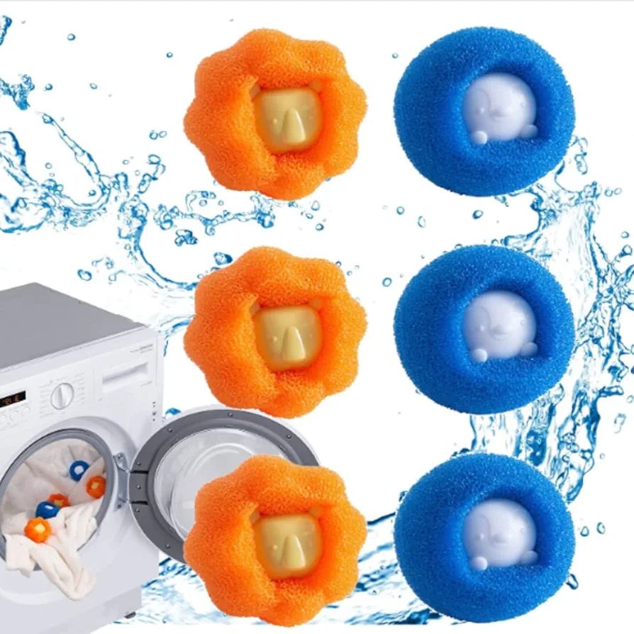 Set 4 Pcs Pet Hair Collector Washing Machine Catch Reusable Cleanser Cleaning Clothes Bedding Smile Laundry Remove Household Fluff Cat Dog Plush