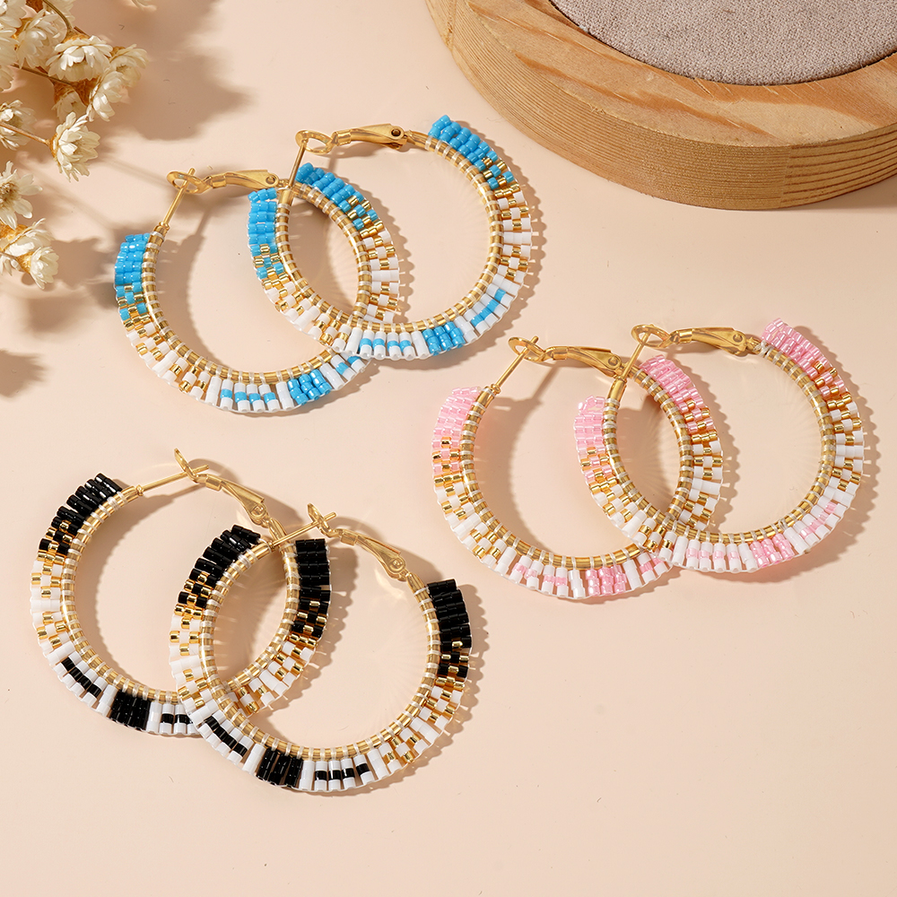 1PC Retro Bohemian Style Japanese High Quality Miyuki Fine Rice Bead Fashion Earrings