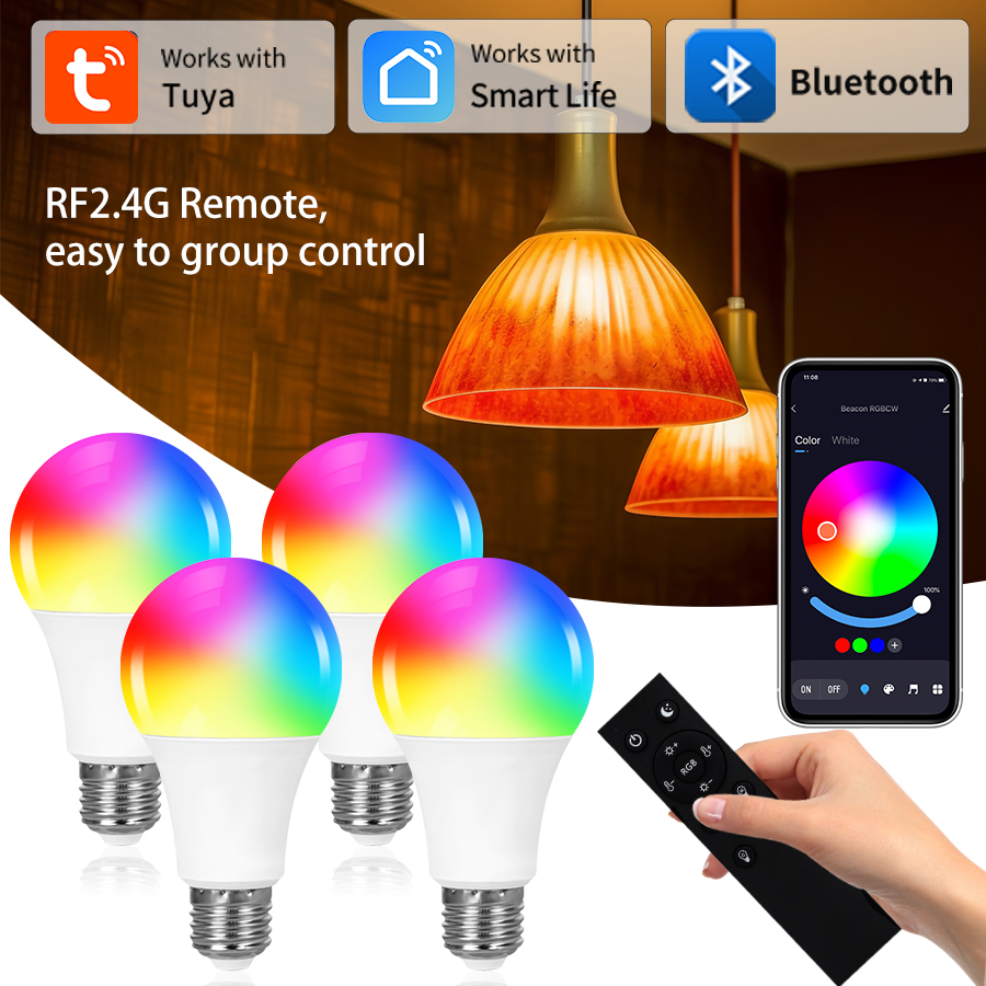 Smart Led Bulbs E27 Tuya Smart Life Bluetooth App Control 220V 110V RGB Lights Ampoules Home Decoration Spotlight Bombilla lightify