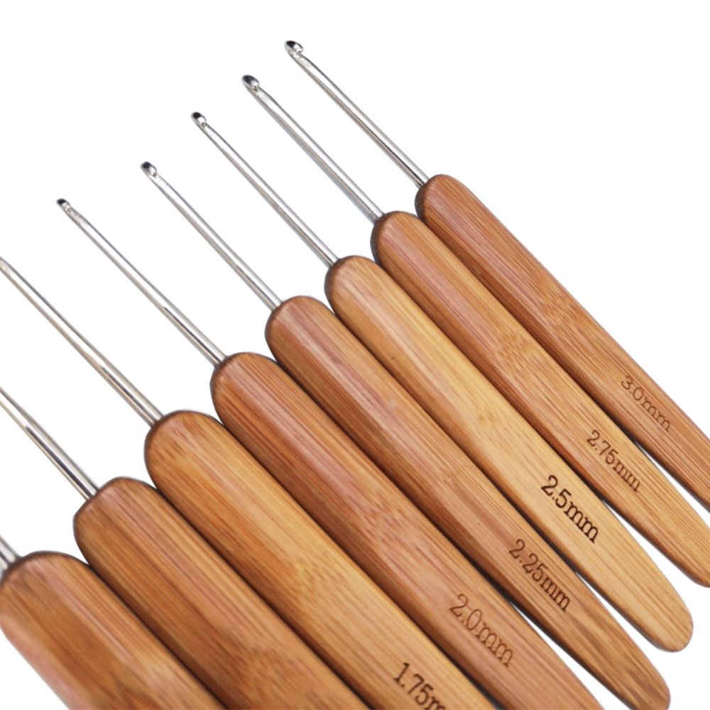 New Bamboo Wooden Crochet Hooks - Small Size Long Knitting Needles, Yarn Weaving Tool for DIY Sewing Accessories