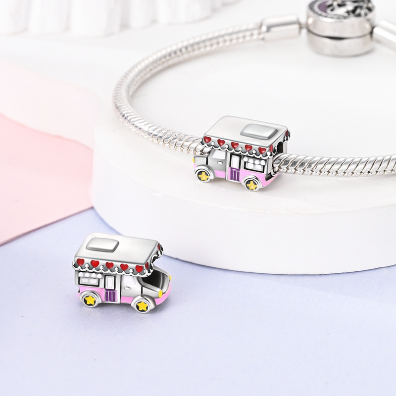 Original Charms 925 Silver Cute Heart-shaped Stars RV Beads Fit Charms Plata 925 Bracelets For Women Jewelry Making Gifts