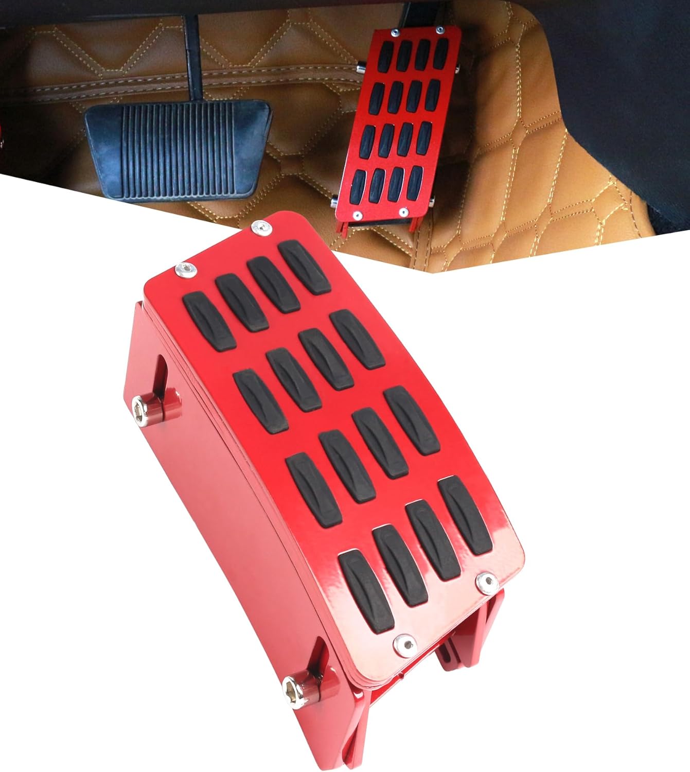 Red CNC Aluminum Adjustable Gas Pedal Extender for Jeep Wrangler JK/JKU 2007-2018 - Anti-Slip Foot Rest Upgrade