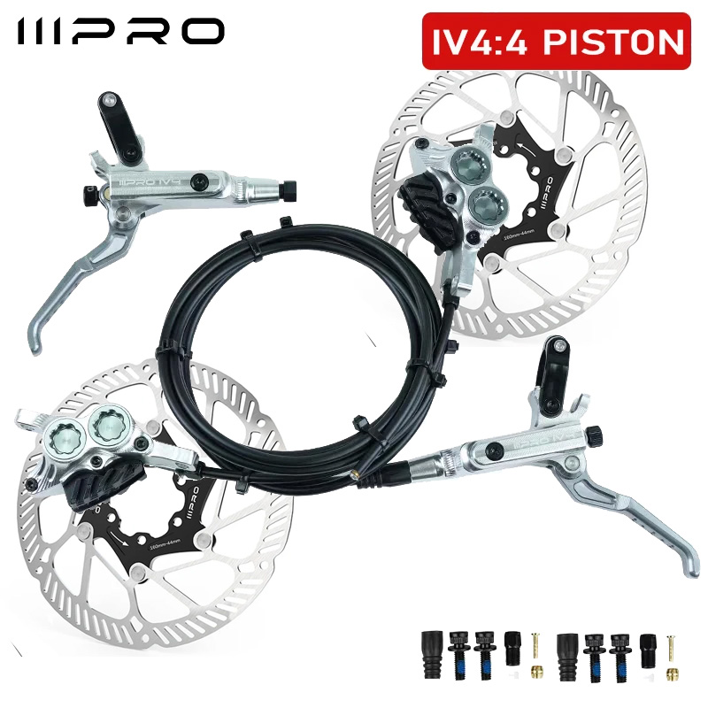 IIIPRO Bicycle Hydraulic Disc Brake 850/1550mm Front and Rear 4 Piston Hydraulic CNC Oil Pressure Mountain Bike XC DH AM Brake