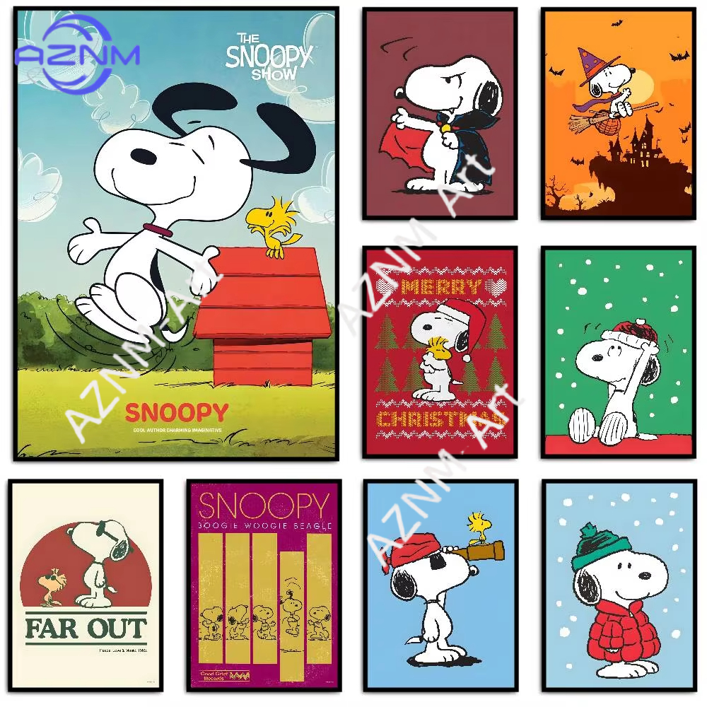 1Pc Anime S-Snoopy Cute Cartoon Dog Poster HD art wall home living room bedroom bar aesthetic decoration