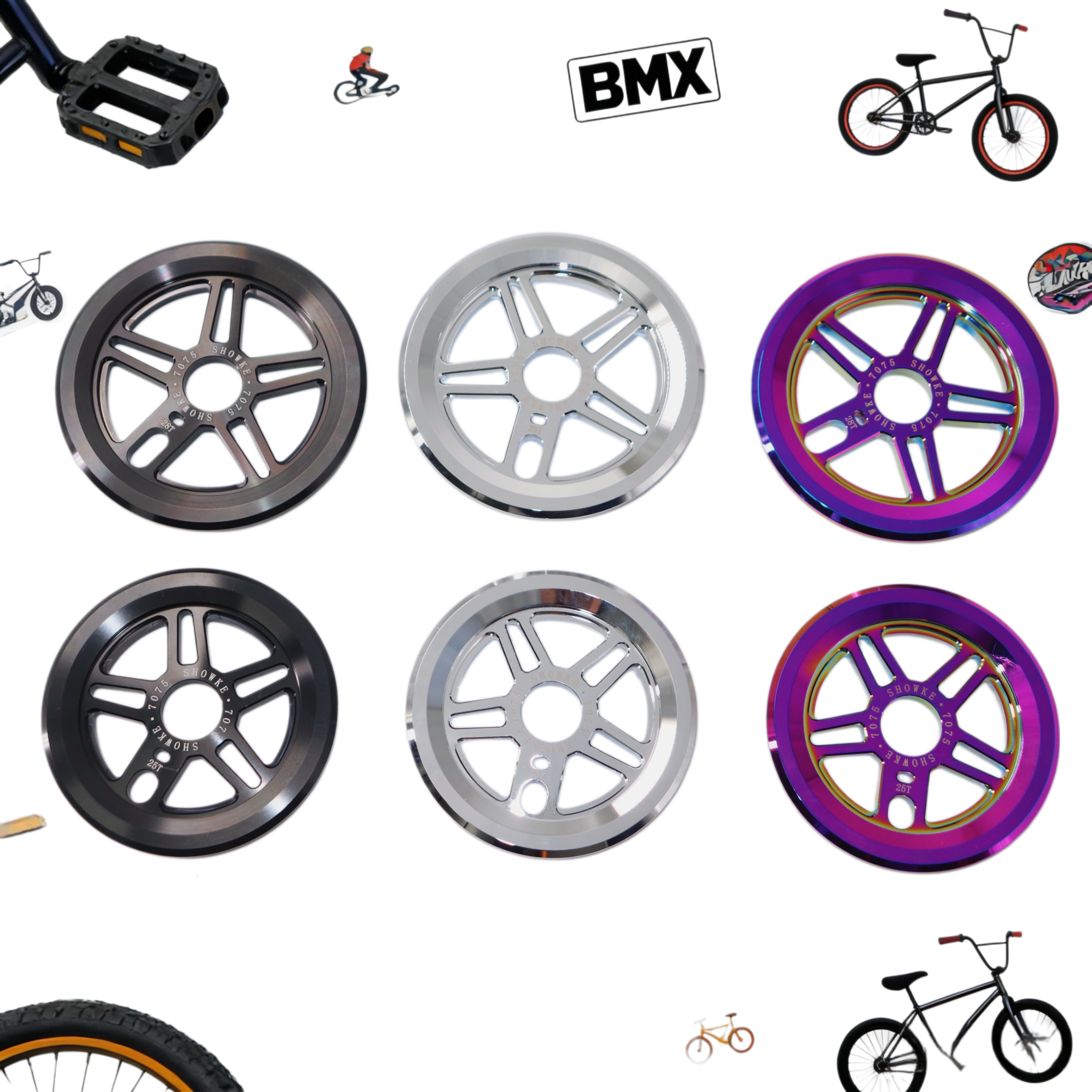 BMX Sprocket 1/2"*1/8" 25/28T Lightweight Aluminum Alloy 7075 CNC Bicycle Chainwheel Racing Performance Bike Chainring BMX Parts