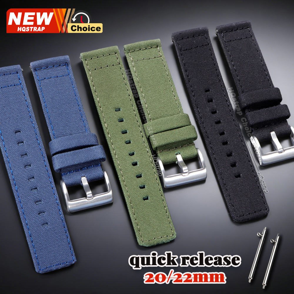 New 20mm 22mm Quick Release Canvas Watch Straps Nylon Band Soft Watchband for Smartwatch Aaccessories Women Men Universal Strap