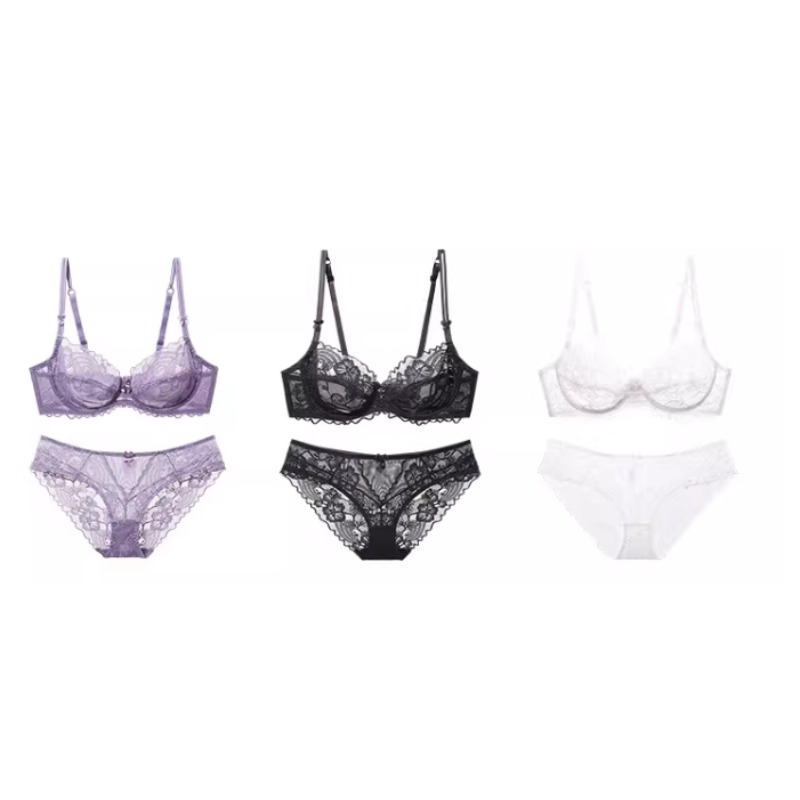 Ultra Thin Lace Bra Set, French Anime Inspired Lingerie Small Boobs, Traceless Bralette, Sensualit Push Up Pure Desire Gathering