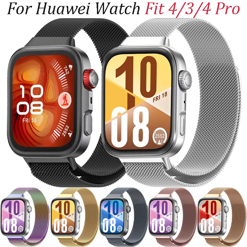 Stainless Steel Metal Milanese Loop Strap For Huawei Watch Fit 4/3/4 Pro Smartwatch Replacement Breathable Wristband Correa Belt