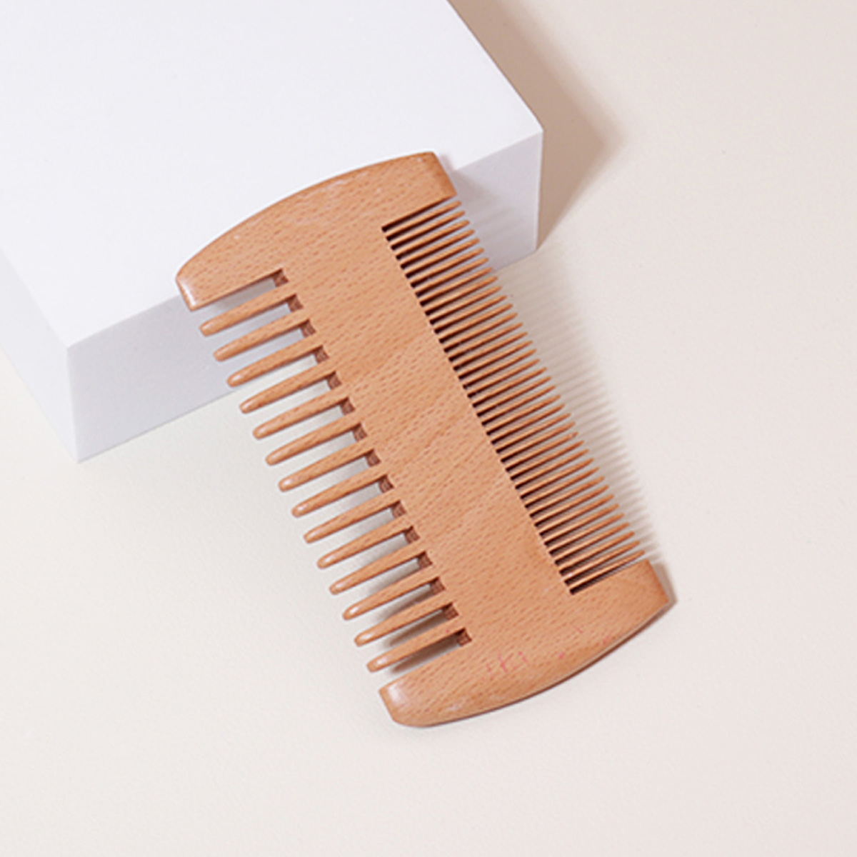 Wooden beard comb, styling comb, double-sided with fine and coarse teeth, pocket comb, portable travel comb