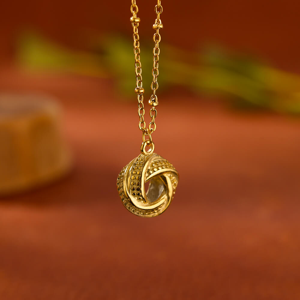 Stainless Steel Unique Knot Pendant Necklaces For Women Gold Color Geometric Necklace Wedding Jewelry