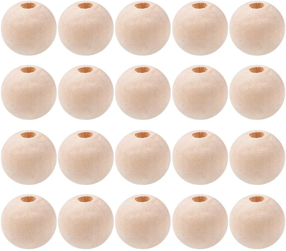 1 Box 50 Pcs 12mm (1/2 Inch) Natural Unfinished Wood Spacer Beads Round Ball Wooden Loose Beads Crafts DIY Jewelry Making