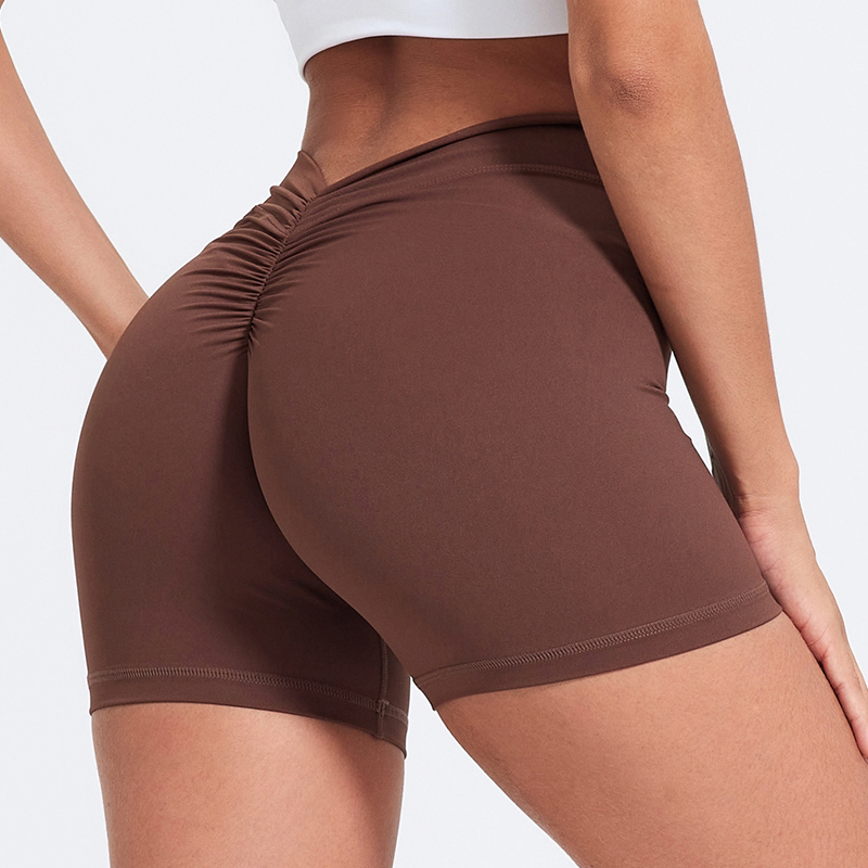 V-Back Shorts High Waisted Hip Lifting Yoga Shorts Women's Nylon Tight Fitting Shorts Training Sports Fitness Pants