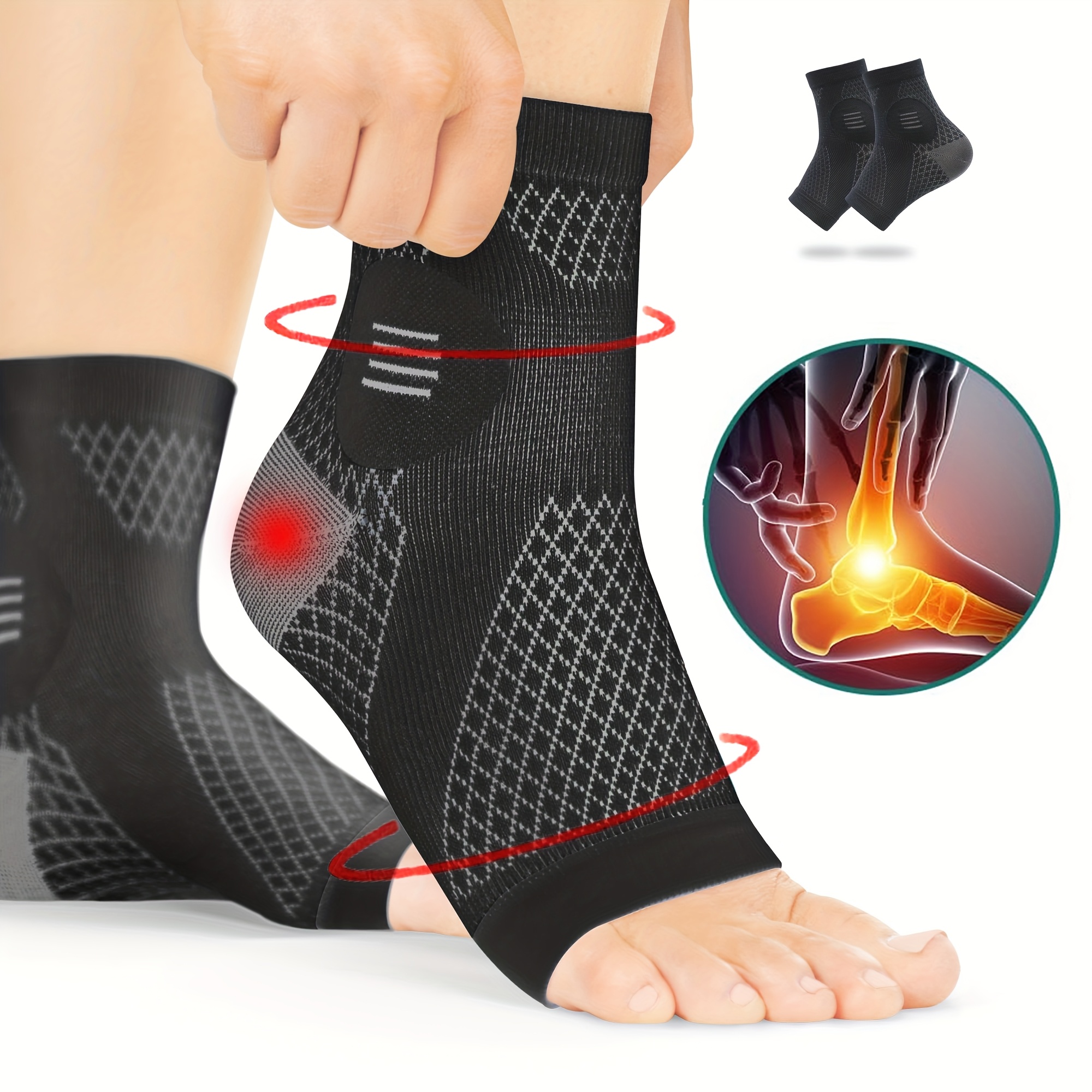 1Pair Ankle Compression Socks Compression Foot Sleeves with Arch And Ankle Support Open-Toe Design Neuropathy Socks pen gpt