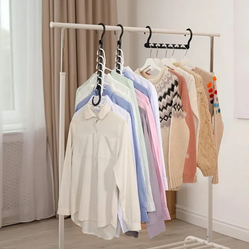 1pcs Foldable Magic Hanger Multi-function Five-hole Connection Hook ABS Plastic Rotary Storage Hanger Coat Hanger 2024 Hangers
