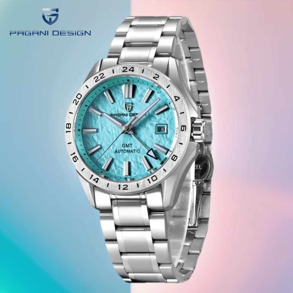PAGANI DESIGN New Top Brand Business Men's Watch GMT Fully Automatic Mechanical Luxury Sapphire 100M Waterproof Watch