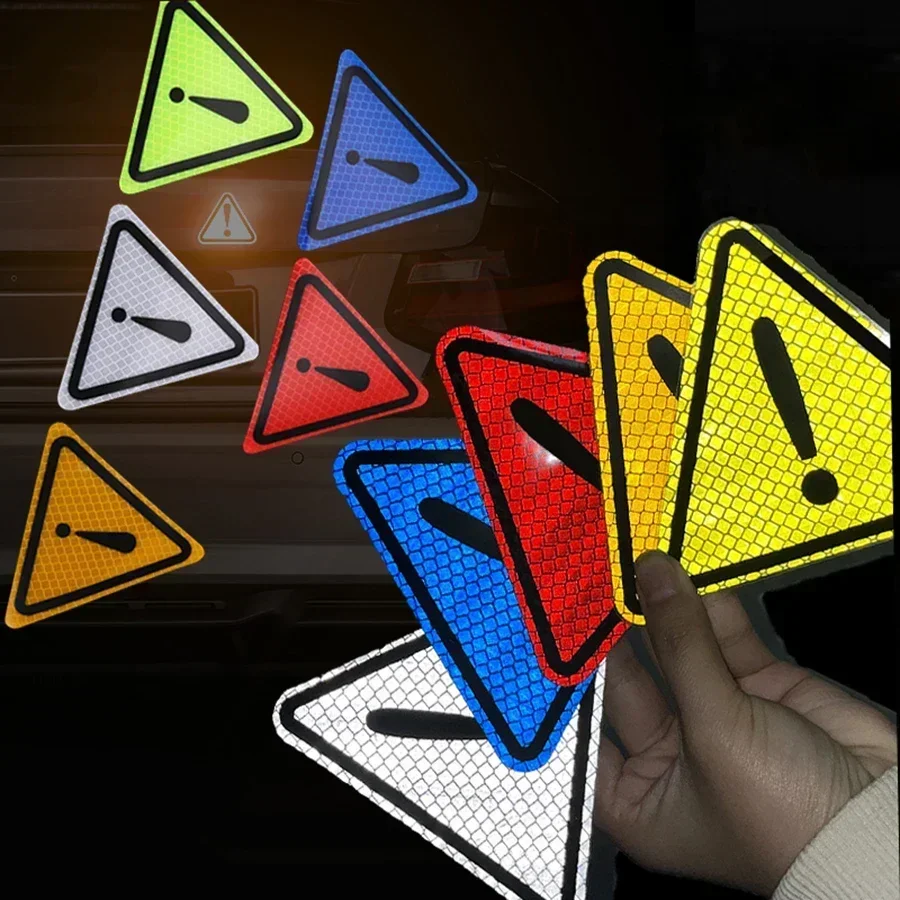1PC Triangle Exclamation Mark Reflective Warning Sign Car Sticker Night Driving Safety Reflective sticker for Car Anti-Collision