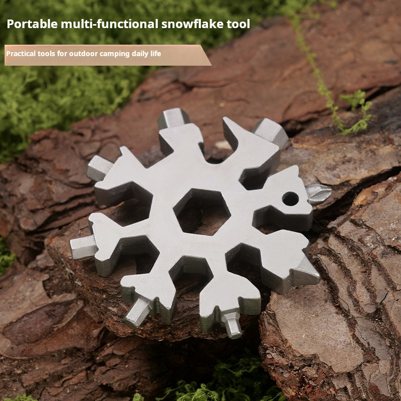 18in1 Snowflake Multi Tool Stainless Steel Snowflake Bottle Opener Flat Phillips Screwdriver Kit Wrench Durable Portable toTake