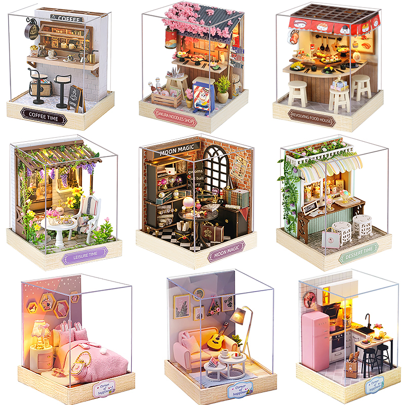 Micro House Doll House Kit 3D Puzzle Assembly Building Model DIY Handmade Toy Set Room Bedroom Decoration Wooden Craft