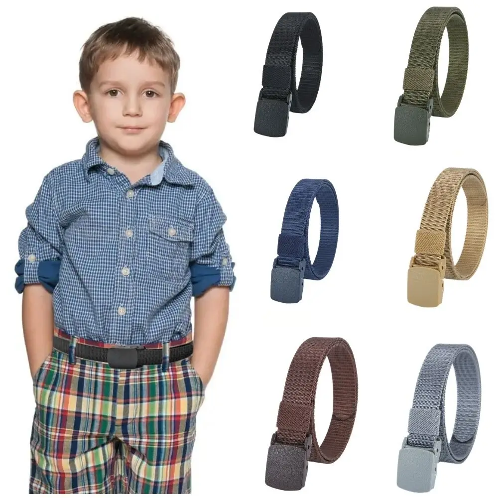 New Kids 2.5cm Width Belt Children Unisex Canvas Automatic Buckle Nylon Belt Outdoor Tactical Canvas 90cm