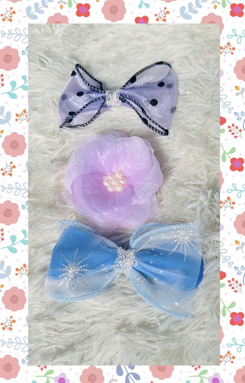3 Pcs Set Girls Hair clips Floral Bow Decor Side Hairpin Cute Hair Accessories