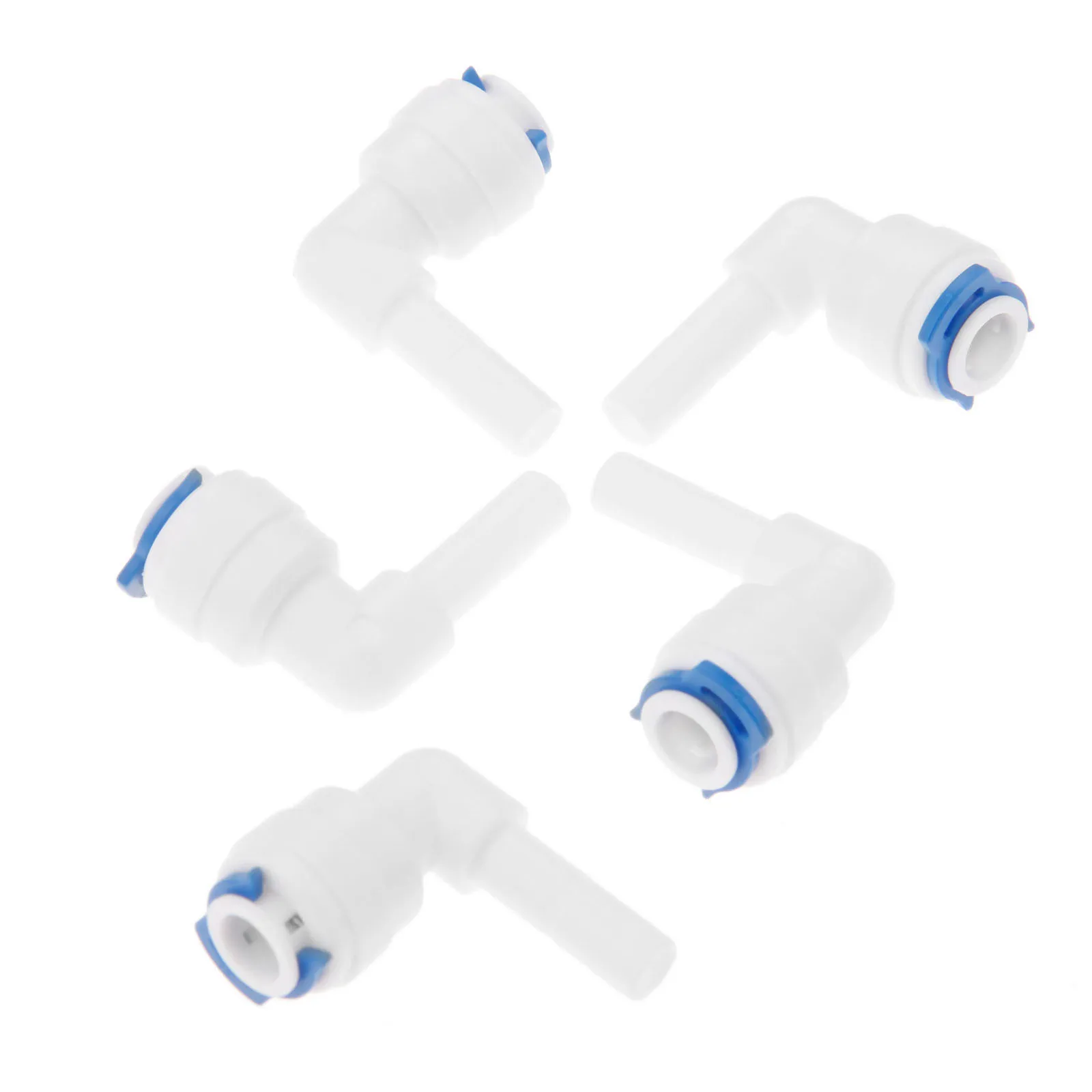 5Pc RO Water Filter Connectors Plastic Pipe Fitting Elbow 1/4"-1/4" OD Hose Pipe Reverse Osmosis Aquarium System Quick Coupling