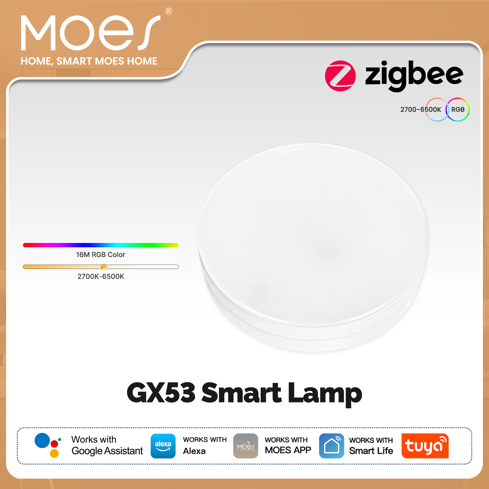 MOES Tuya ZigBee Smart LED Lamp GX53 Color Changing Dimmabl Light Bulb Music Sync Restaurant Cabinet Work With Alexa Home lightify