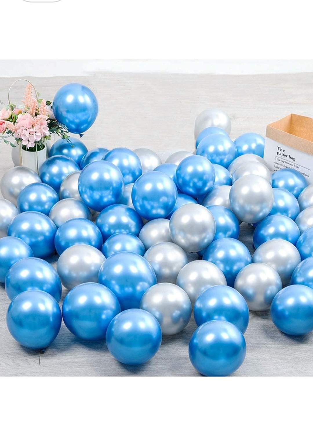 100 pcs Blue and Silver Chrome Balloons for Birthday decoration celebration Anniversary baby shower Girls Boys Men Women