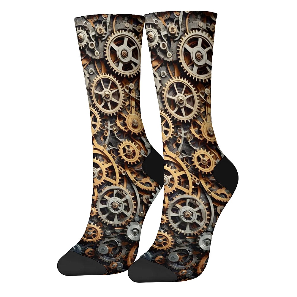 Retro Art Gear Novelty Fun Men's Socks Heavy Metal Style Crazy Compression Socks Soft Comfortable Leisure Sports Fitness Travel