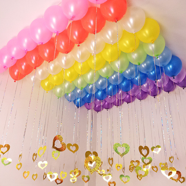 Colorful Heart Laser Sequined Rain Balloon Pendant Romantic Wedding Room Birthday Party Decoration Balloon Accessories