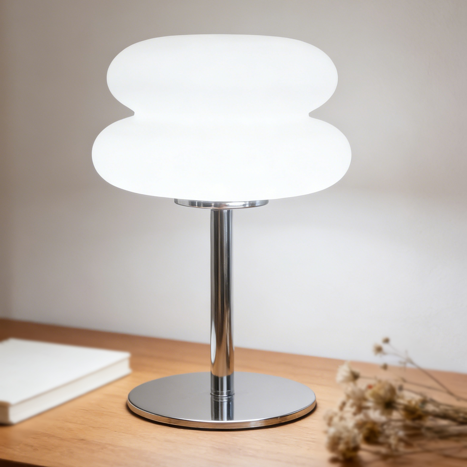 Modern cloud shaped desk lamp, chrome alloy base LED bedroom and living room bedside lamp