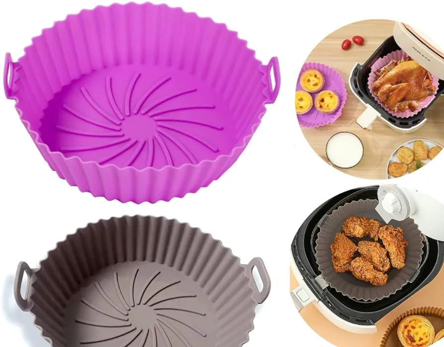 Air Fryer Silicone Mold 1 Pieces, Silicone Pot for Air Fryer Accessories Oil-Free, Airfryer Tray
